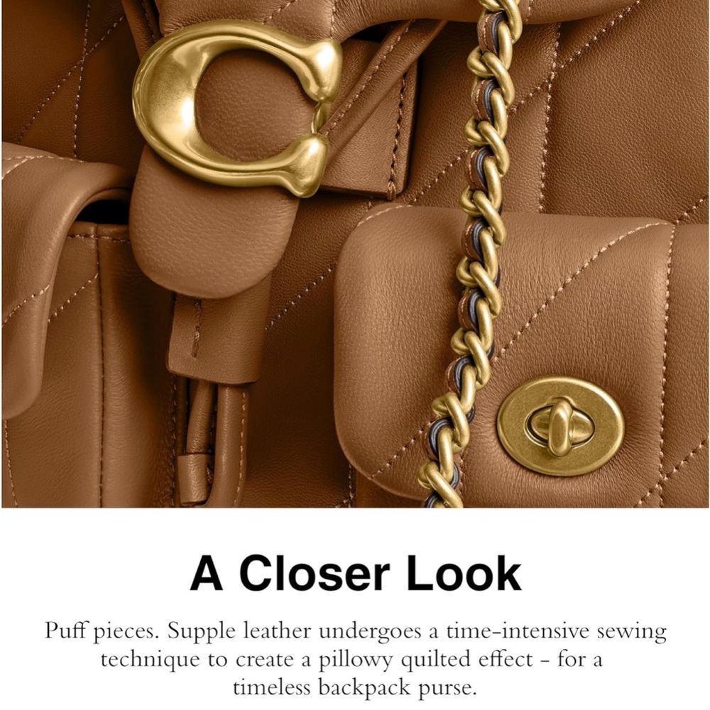 Coach Tan Tabby Quilted Leather Backpack - Picture 4 of 4